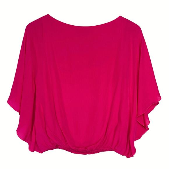 ALICE + OLIVIA Women’s Pink Silk Poncho Batwing Pullover Top - Picture 5 of 5